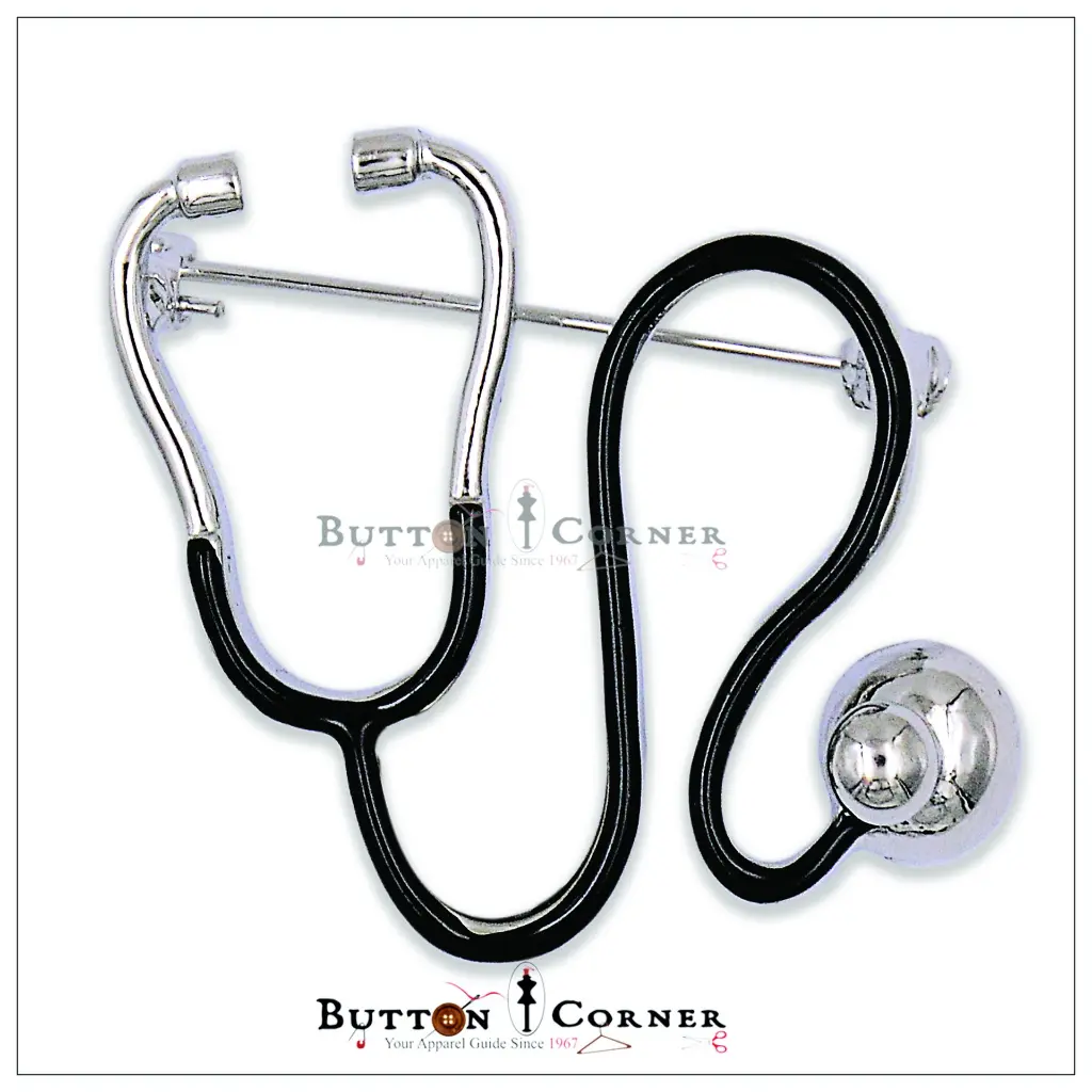10137 Doctors Statoscope Brooch Silver Black.webp