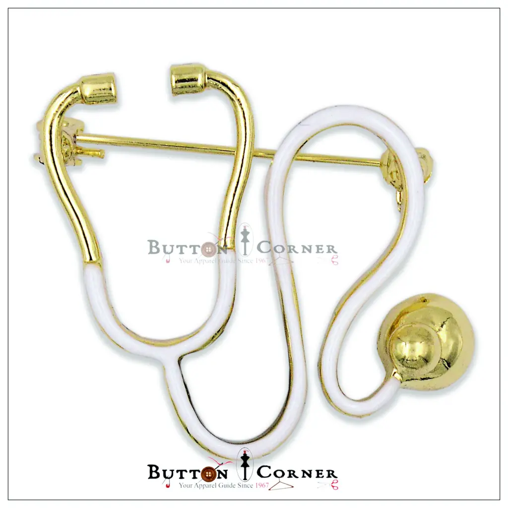 10137 Doctors Statoscope Brooch White Gold.webp