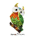 9076 Eagle Owl Diamonds Brooch Orange Green .webp
