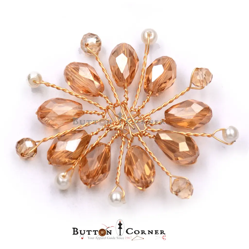 BCF043 Hand Made Flower brooche Champange .webp