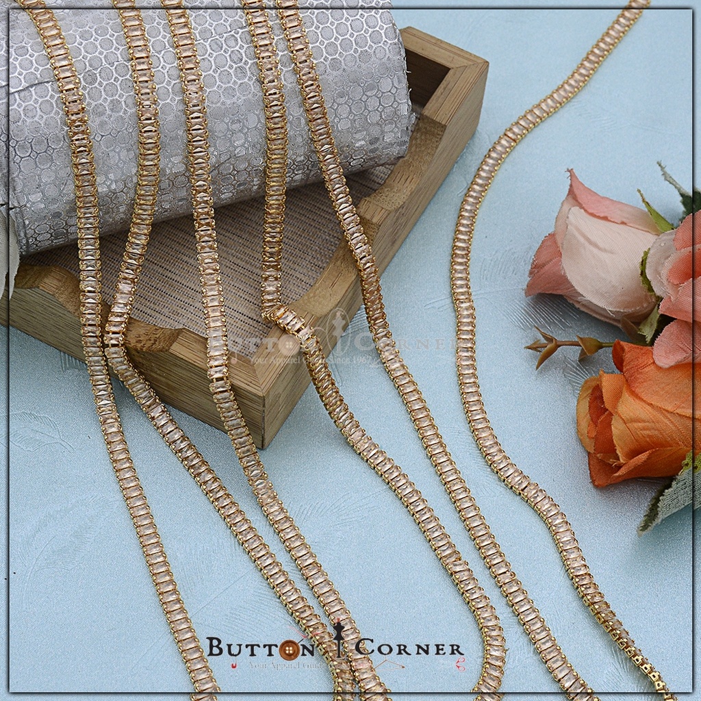 Crystal Tube Metal Chain 2x4mm
