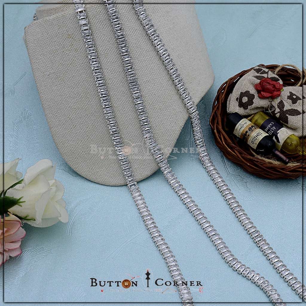 Crystal Metal Tube Chain 2.5 x 5mm