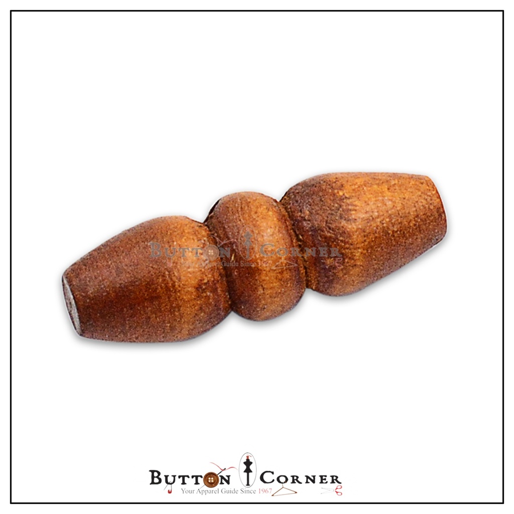 2 Hole Triple-Barrel Shape with Tapered Distinct Center Ridge Toggle Button