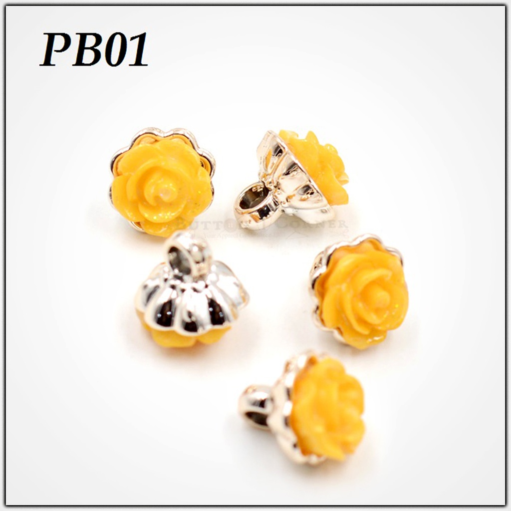Glossy Finish Flower Shank Button