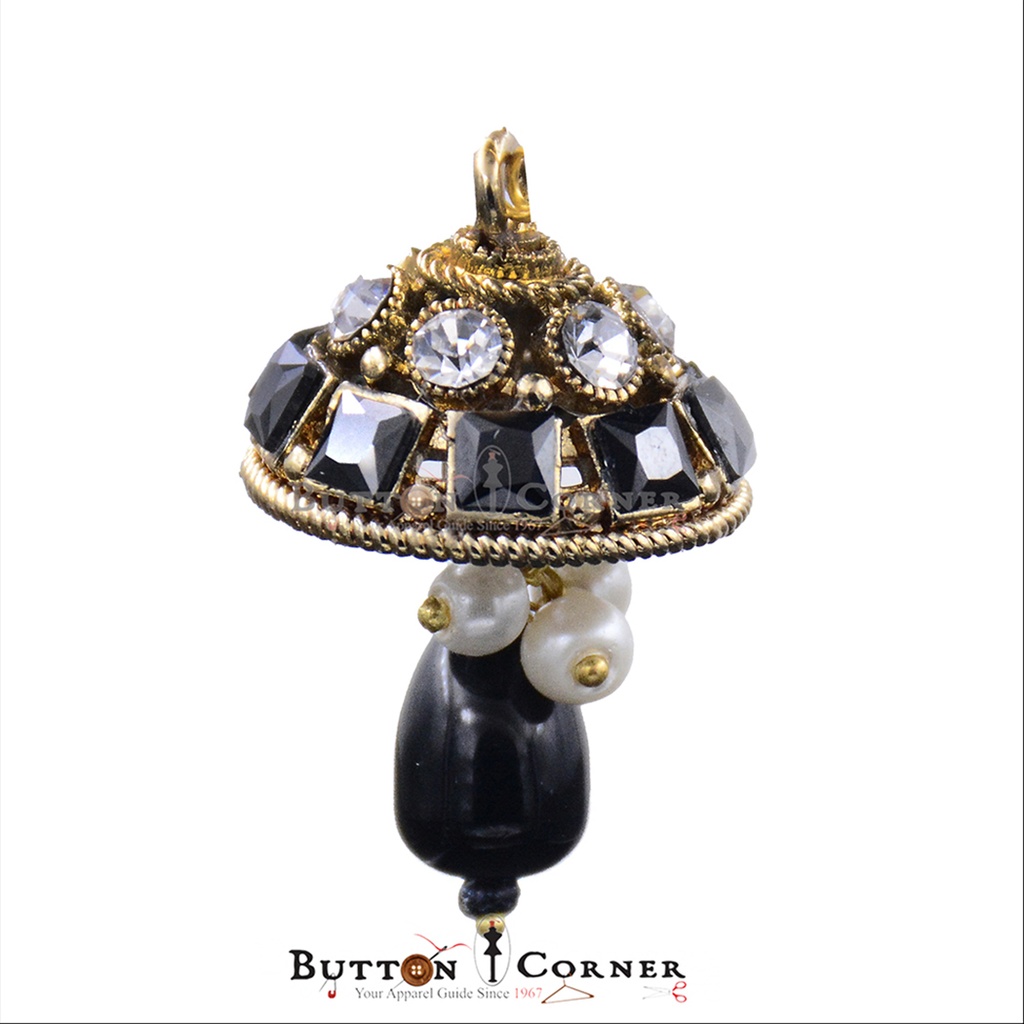 Fancy Jhumki Button With Pearl & Stone
