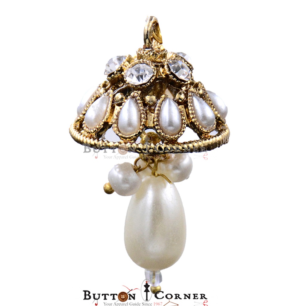 Fancy Jhumki Button with Pearl & Stone