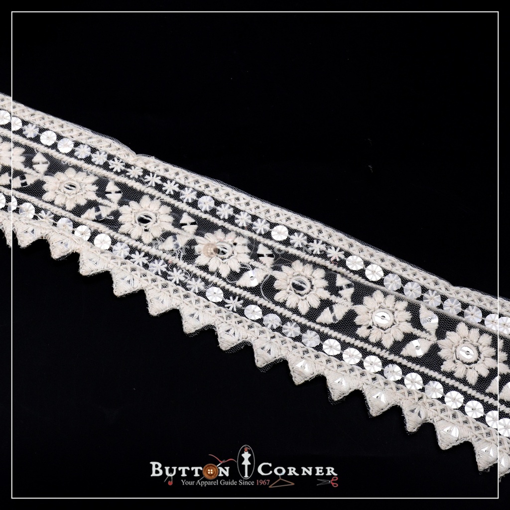 One Side Embroidery Sequence Lace
