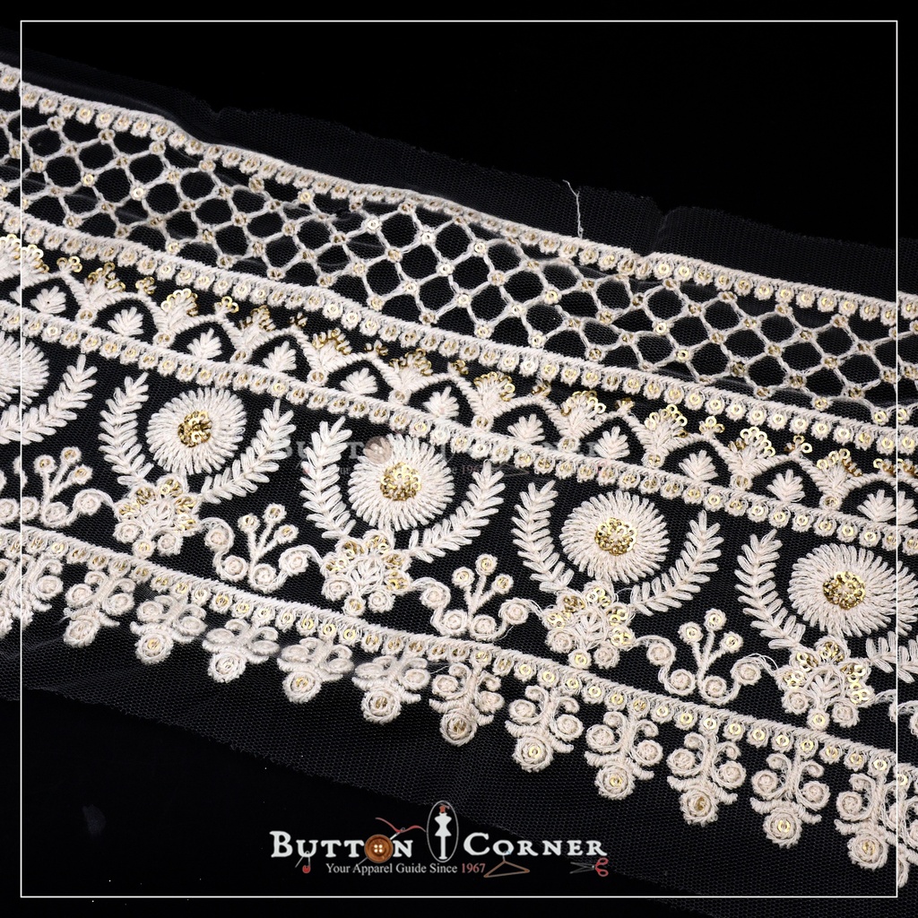 One Side Embroidery Sequence Lace