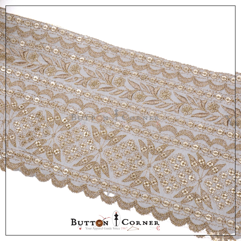 One Side Metallic Yarn Sequence lace