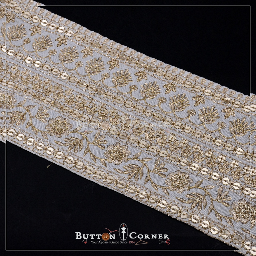 Double Side Metallic Yarn Sequence lace