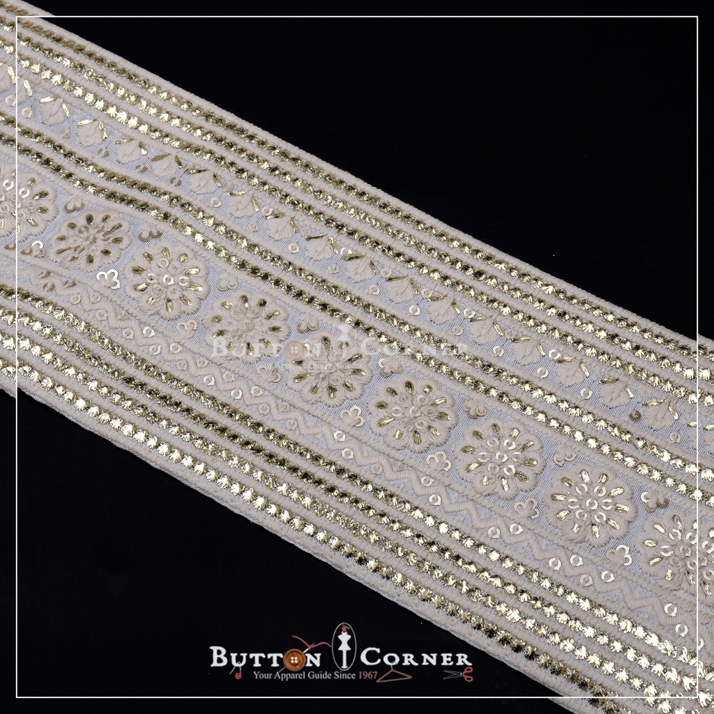 Double Side Metallic Yarn Embroidery Lace
