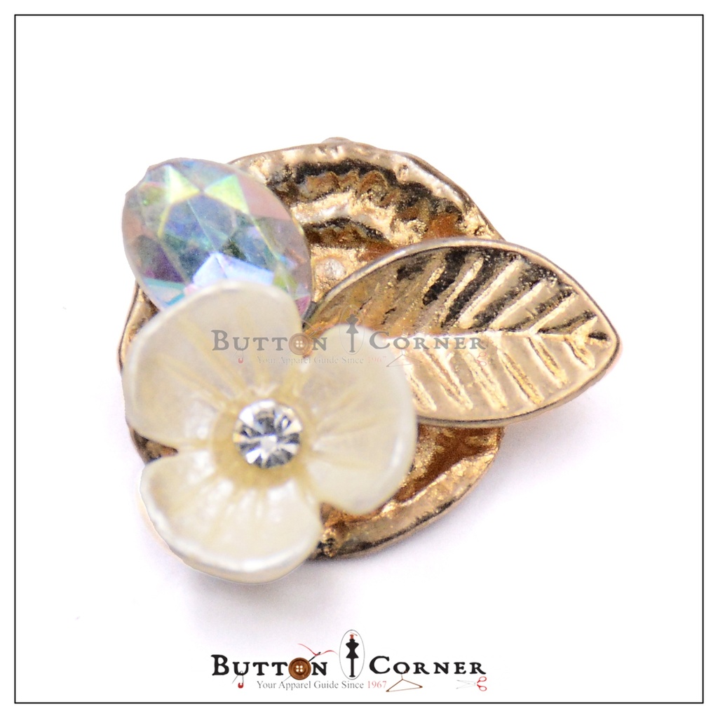 Flower Leaf & Crystal Stone Pendant