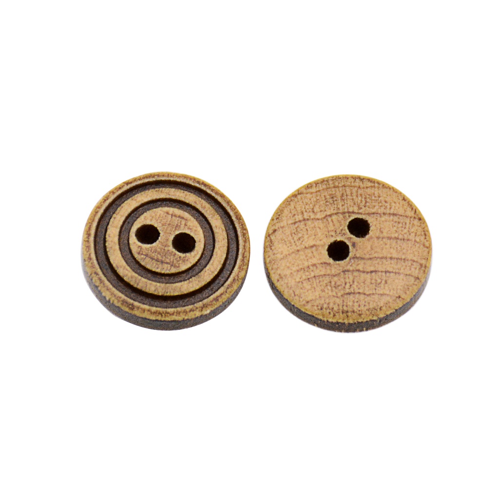 Round Line 2 Hole Wooden Button