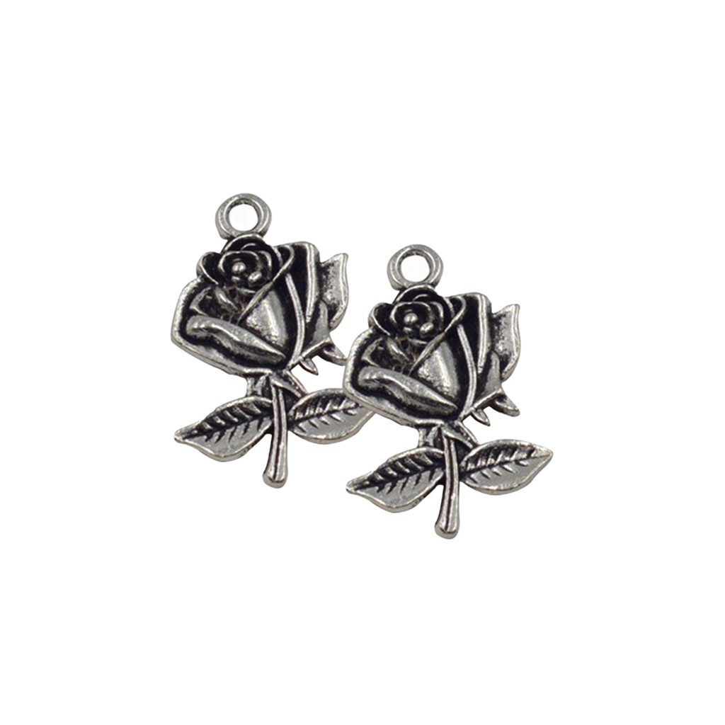 Vintage Oxidised Blooming Rose Pendant
