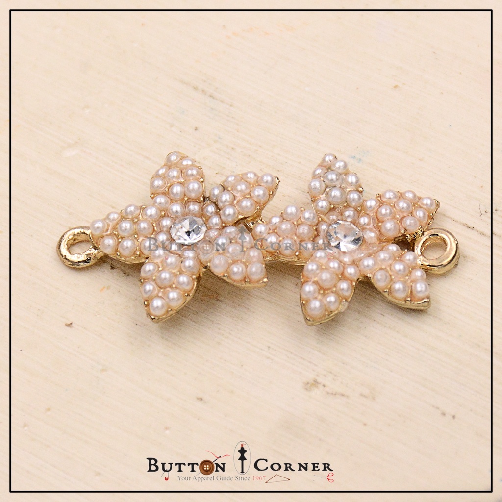 Double Loop 2 Star Flower & Pearls Pendant