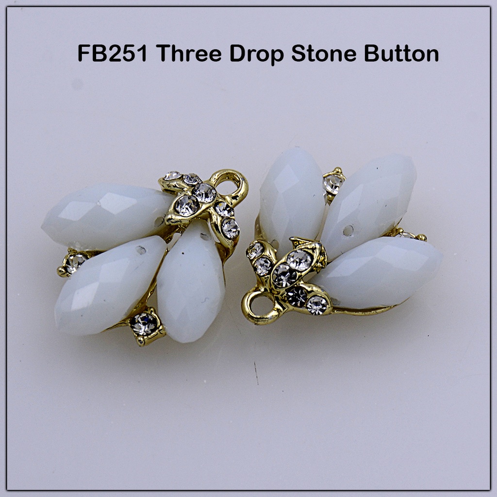 3 Drop Stone & Crystal Button