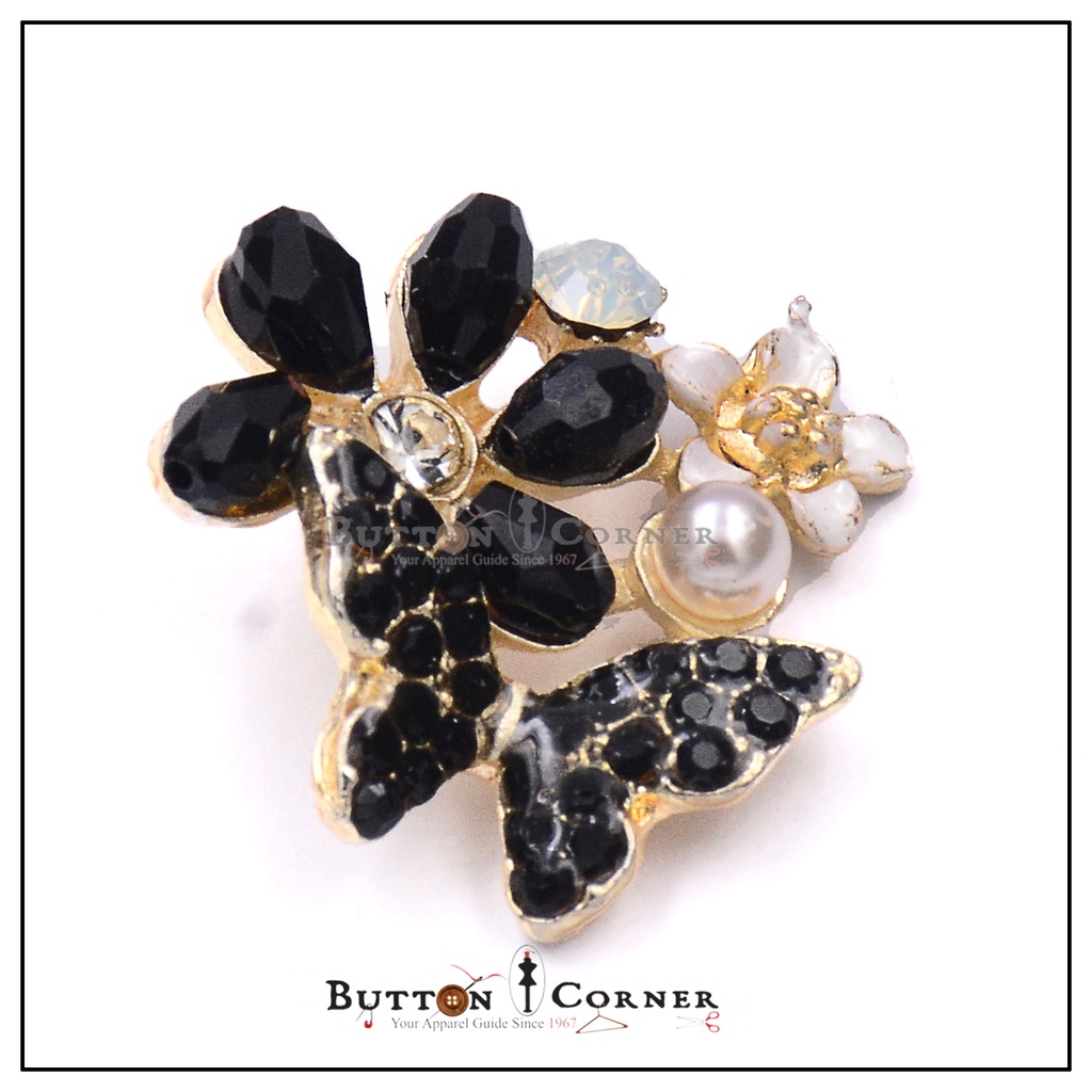 Butterfly Flower Fancy Button