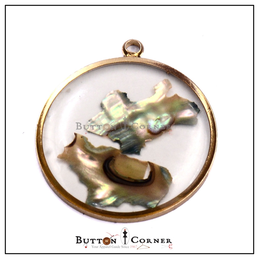 Round Natural Shell Resin Pendant