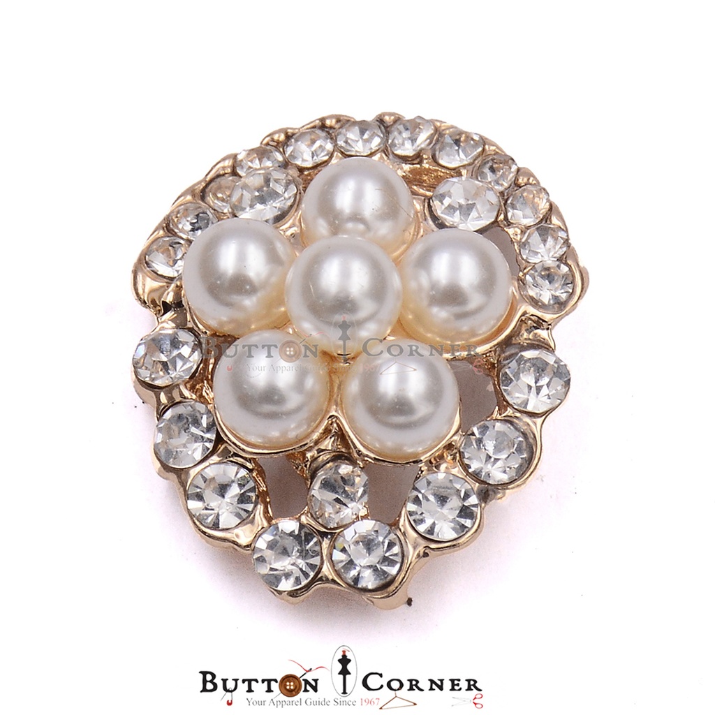 Pearl & Crystal Fancy Button