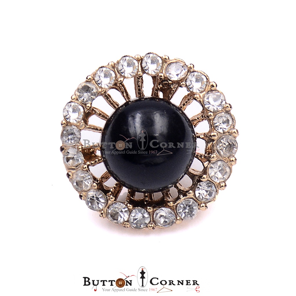 Round Crystal & Pearl Fancy Button
