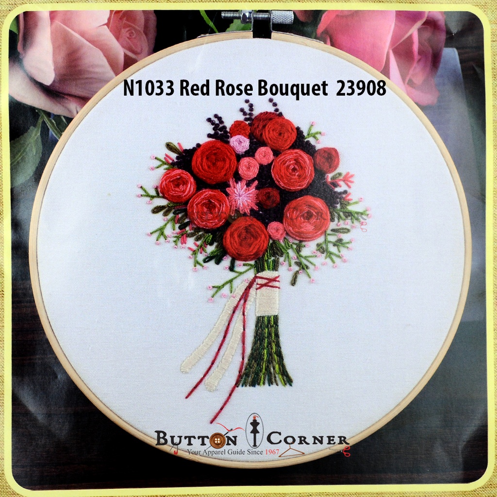Red Rose Bouquet Embroidery Kit