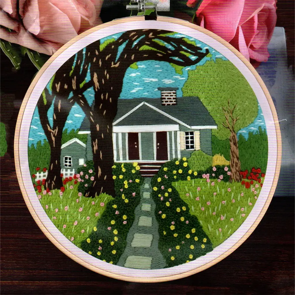 Garden And Hut Hand Embroidery Kit