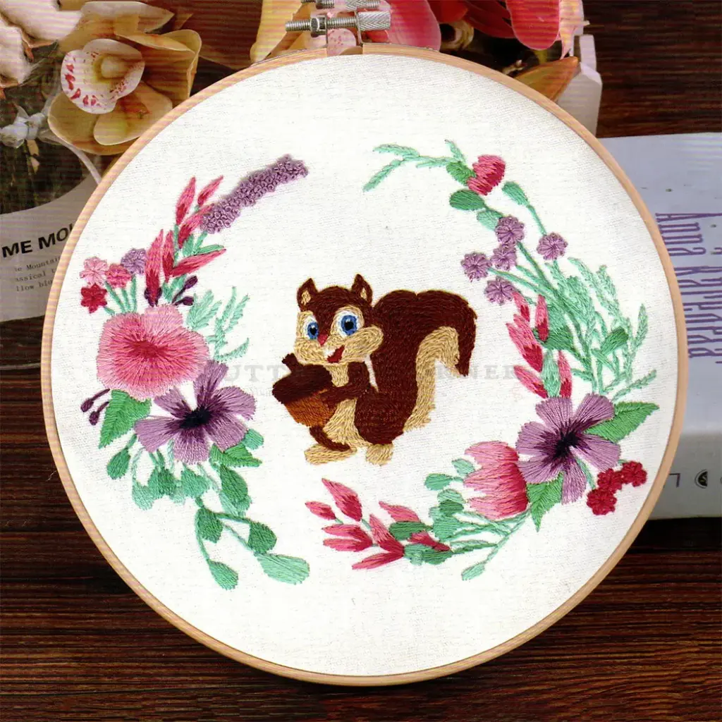 Cute Squirrel Hand Embroidery Kit