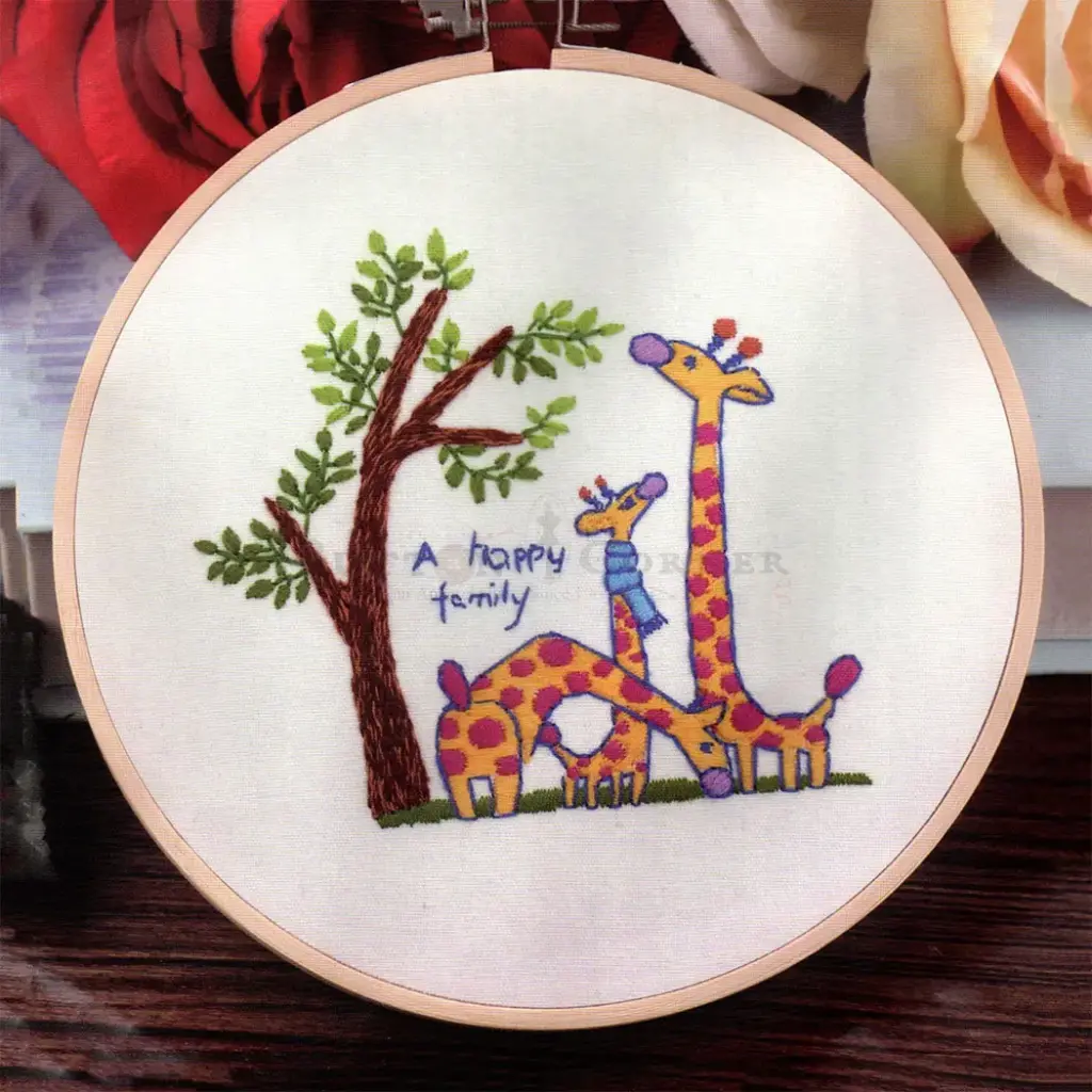 Happy Family Giraffe Embroidery Kit