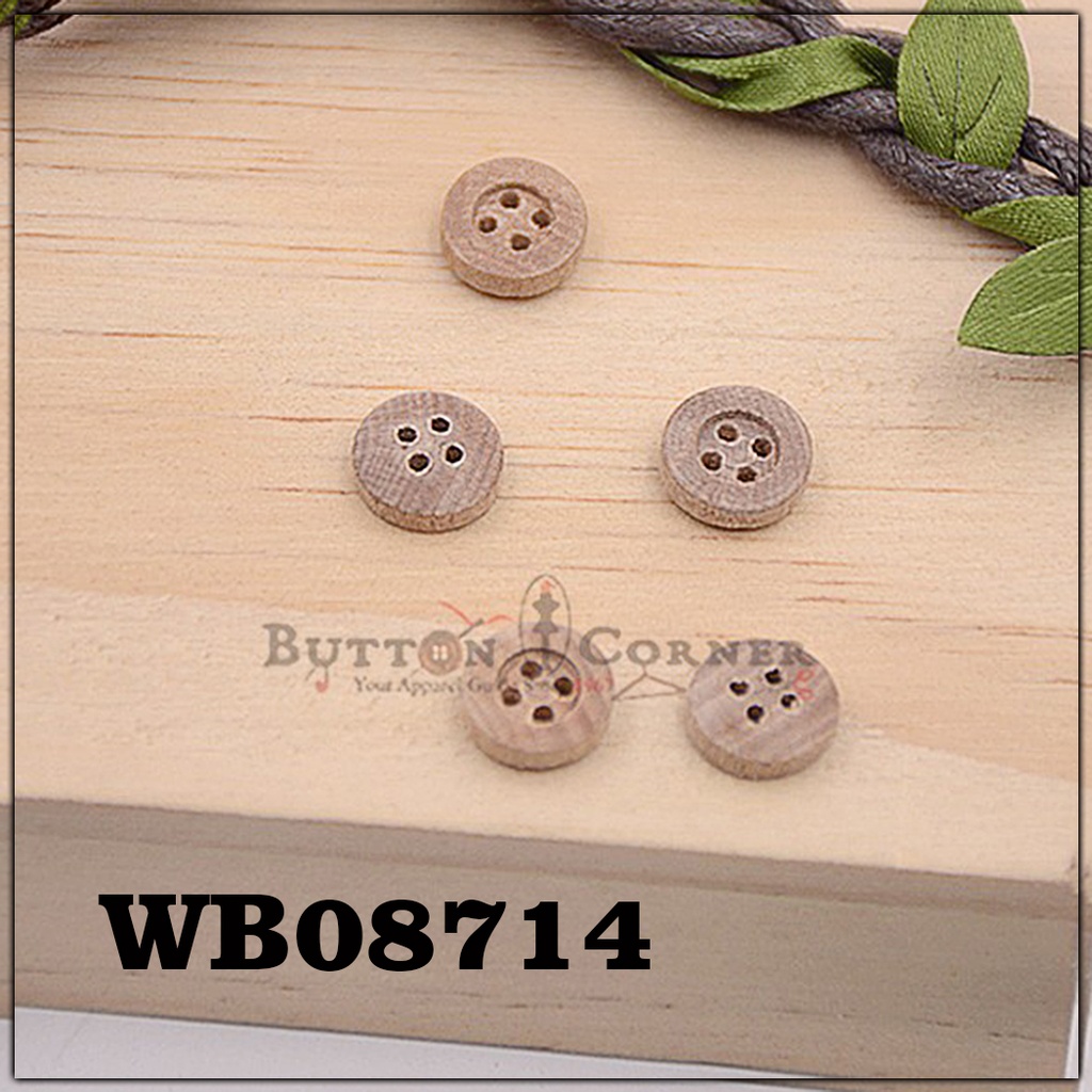 Flat 4 Hole Wooden Shirt Button