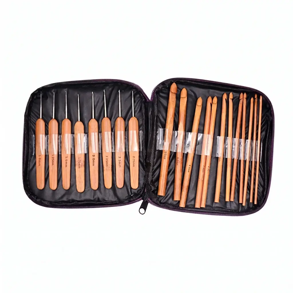 Bamboo Crochet Hook Set With DIY Case