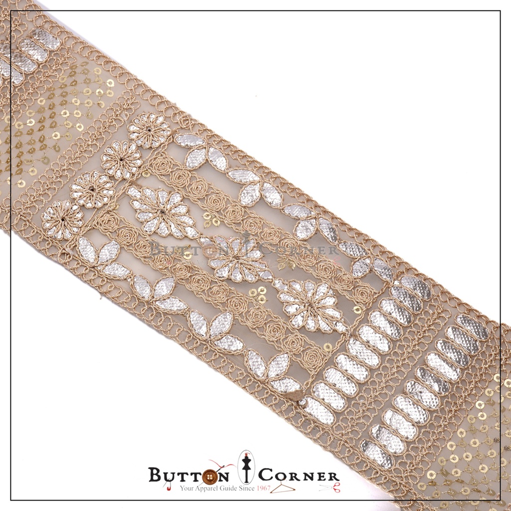 Fancy Metallic Yarn Sequence Lace
