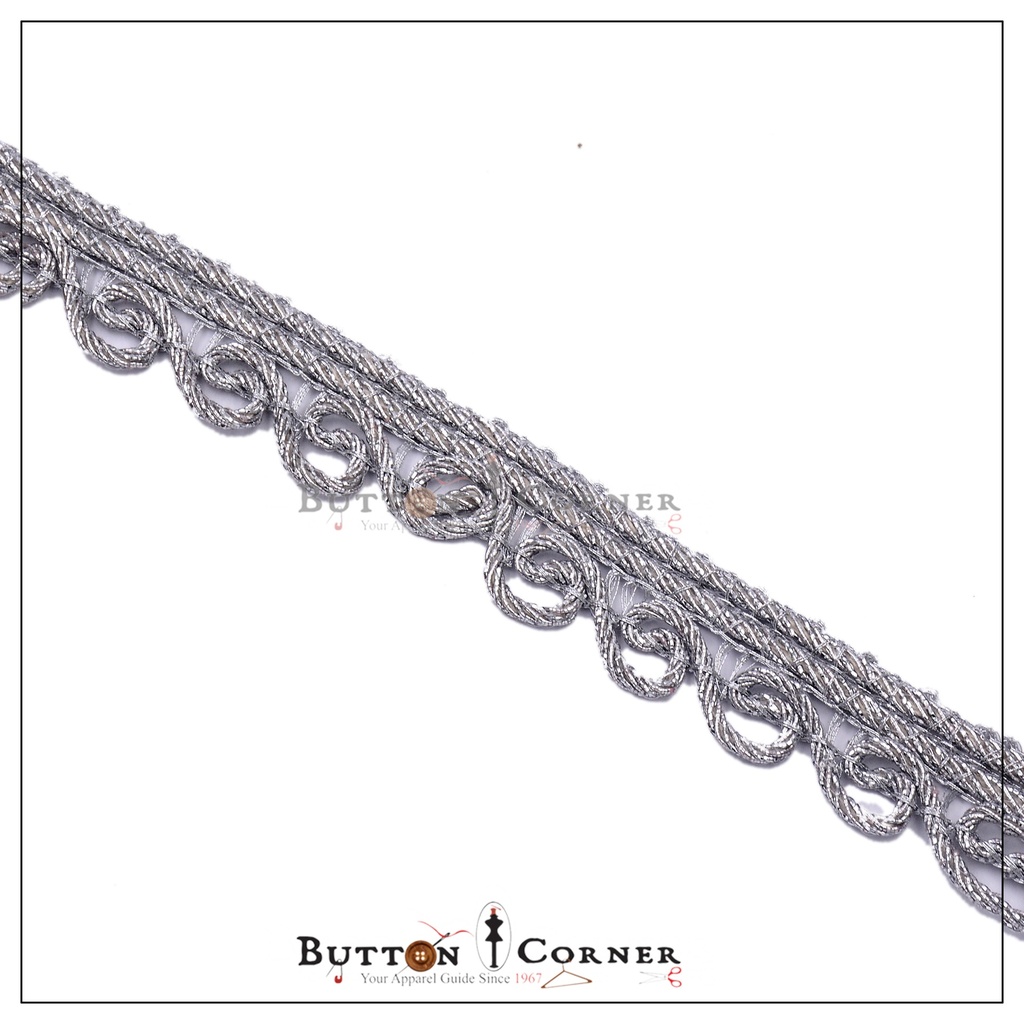 Fancy Metallic Yarn Gota Lace with Decorative Edge Design