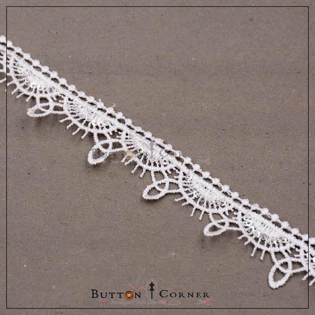 One Side Border Shuttle Sequence Lace