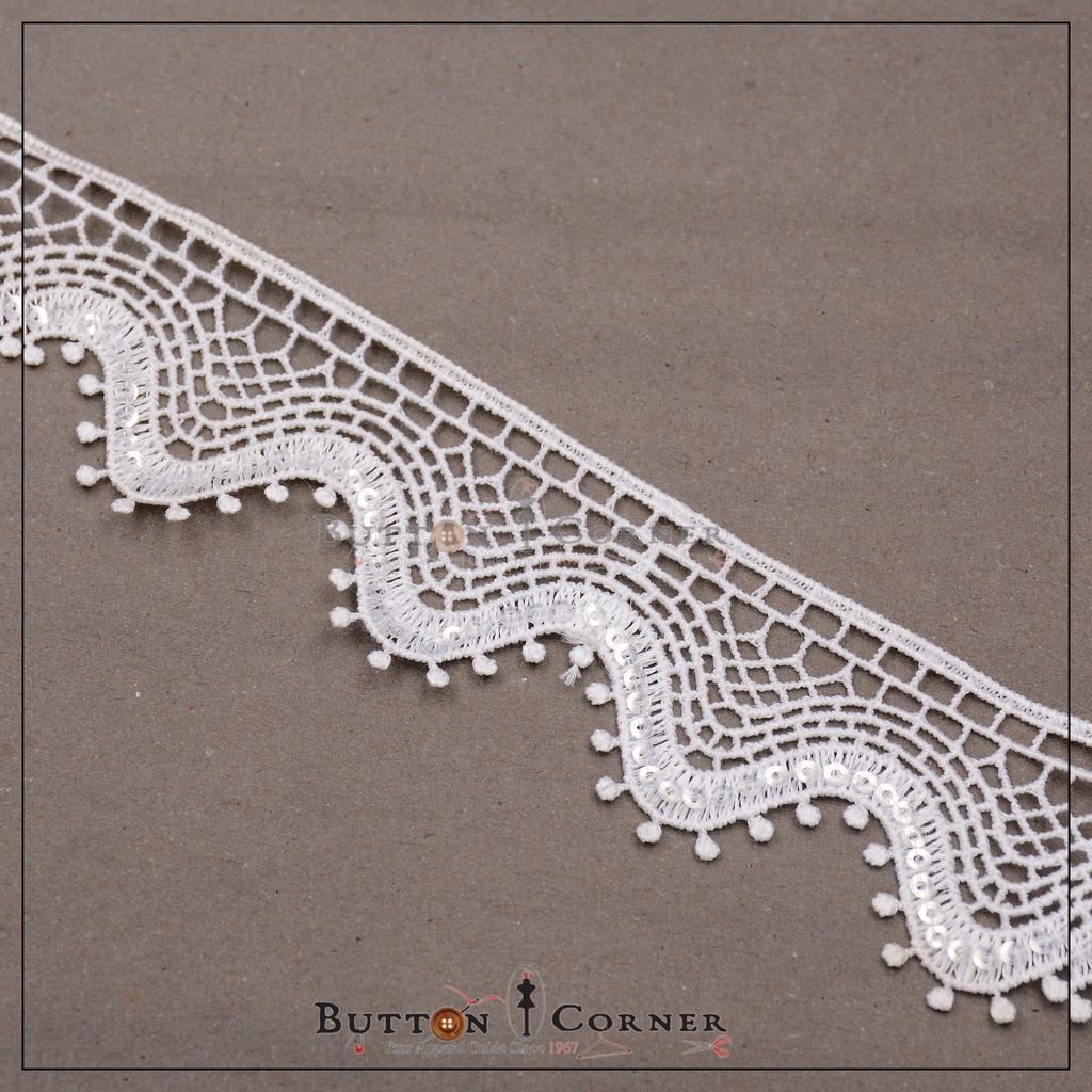 One Side Border Shuttle Sequence Lace