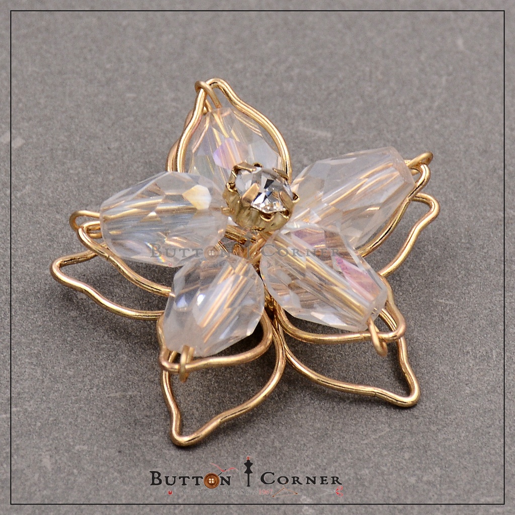 Star Shape Crystal In Wire Fancy Button