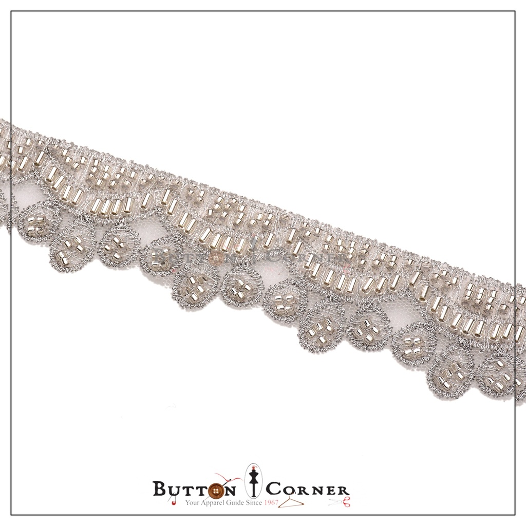 Fancy Glass Beads Net Lace
