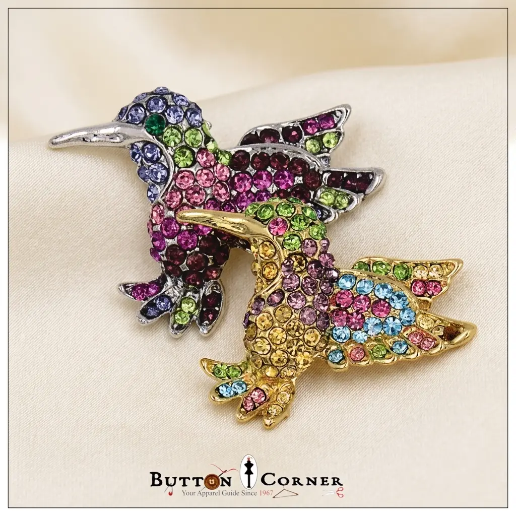 Hummingbird Brooch in Multicolour Crystal Diamonds