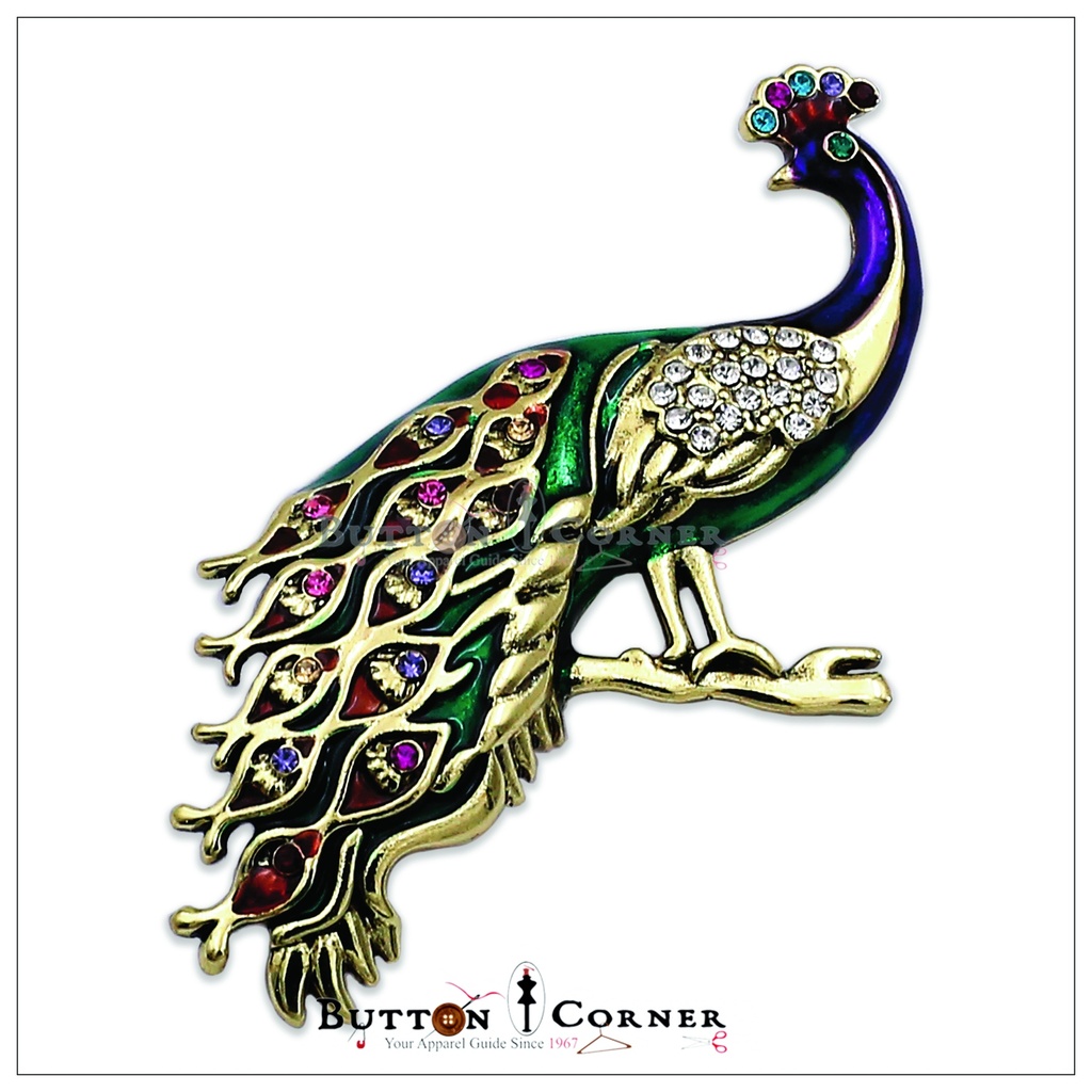 Peacock With Diamonds Brooch