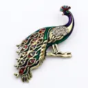 Peacock With Diamonds Brooch