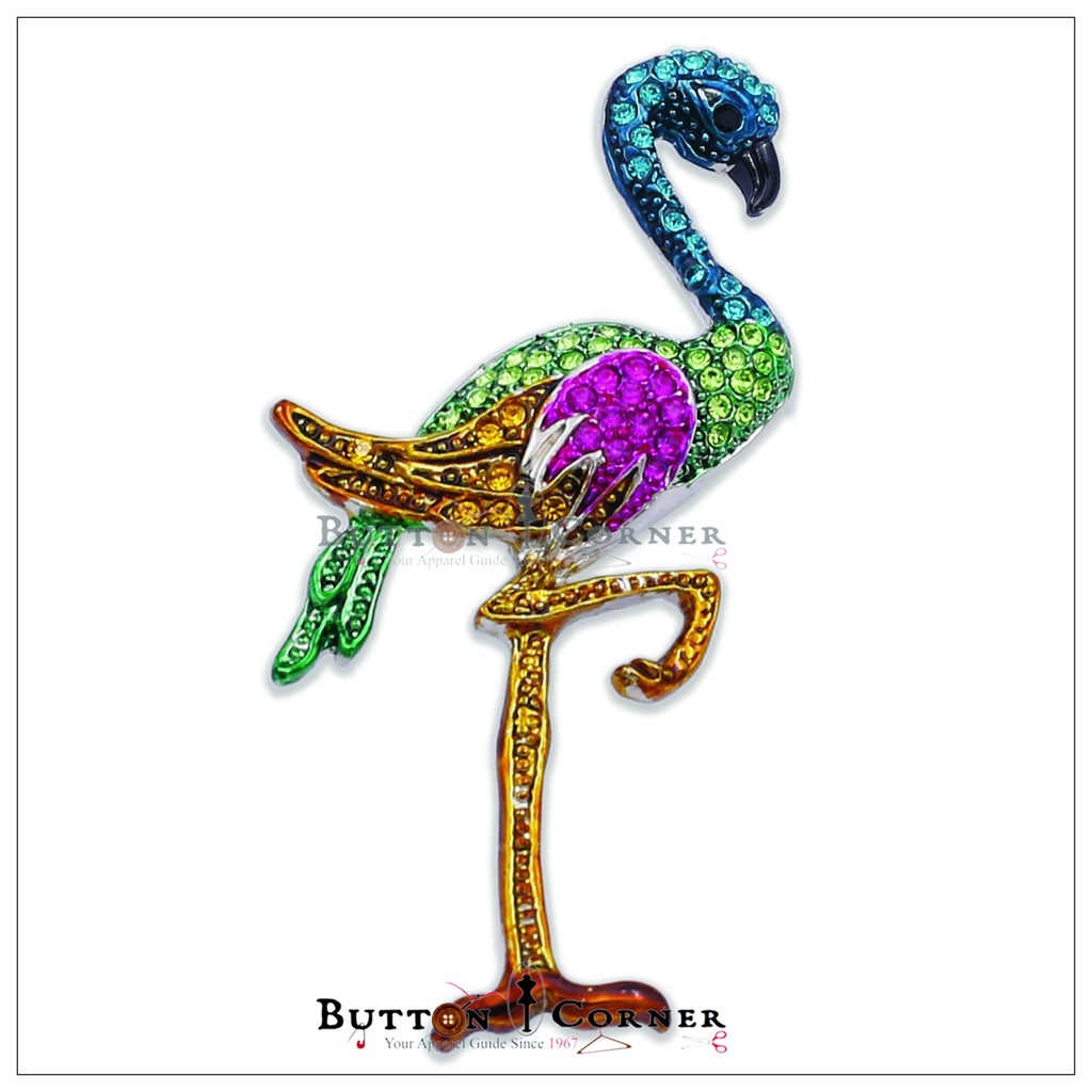 Flamingo With Diamonds Brooch