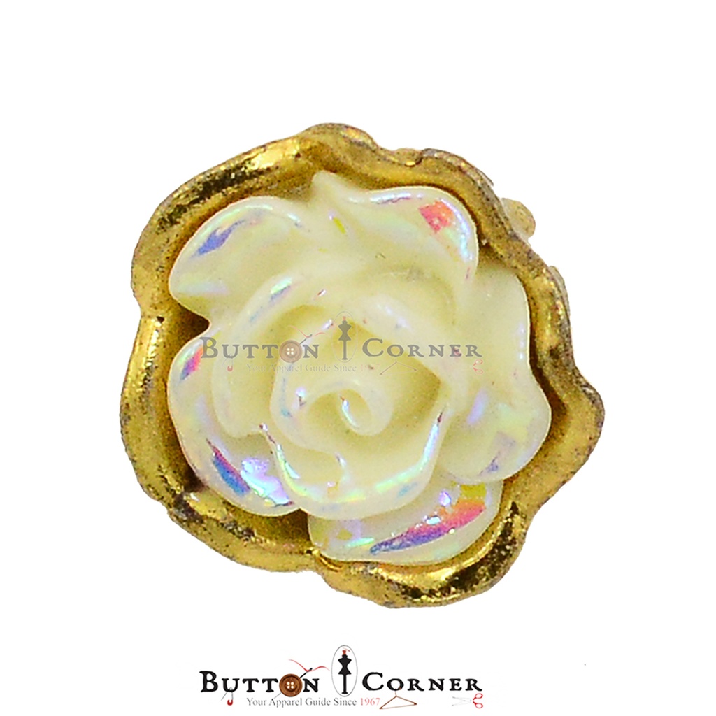 Rose Design Metal Shirt Button