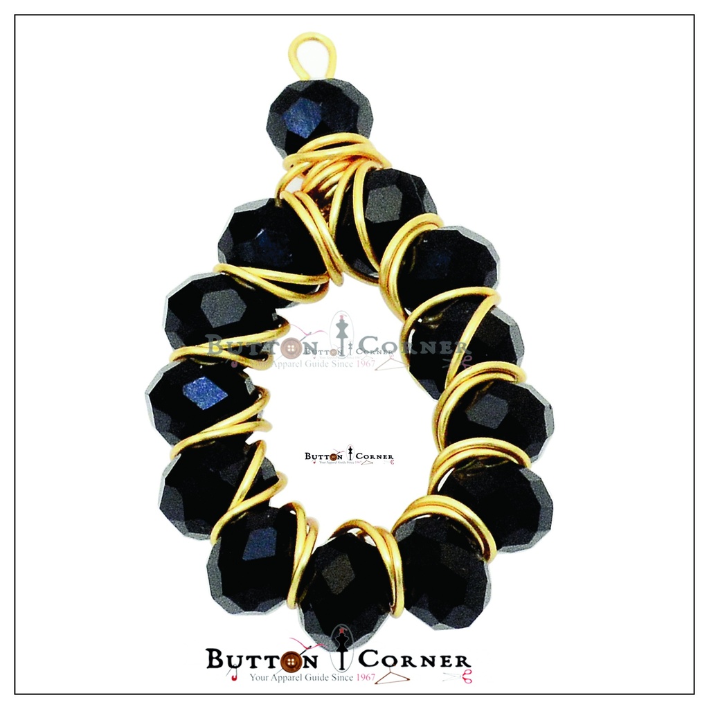 Handmade Wire-Wrapped Beaded Teardrop Hanging Button