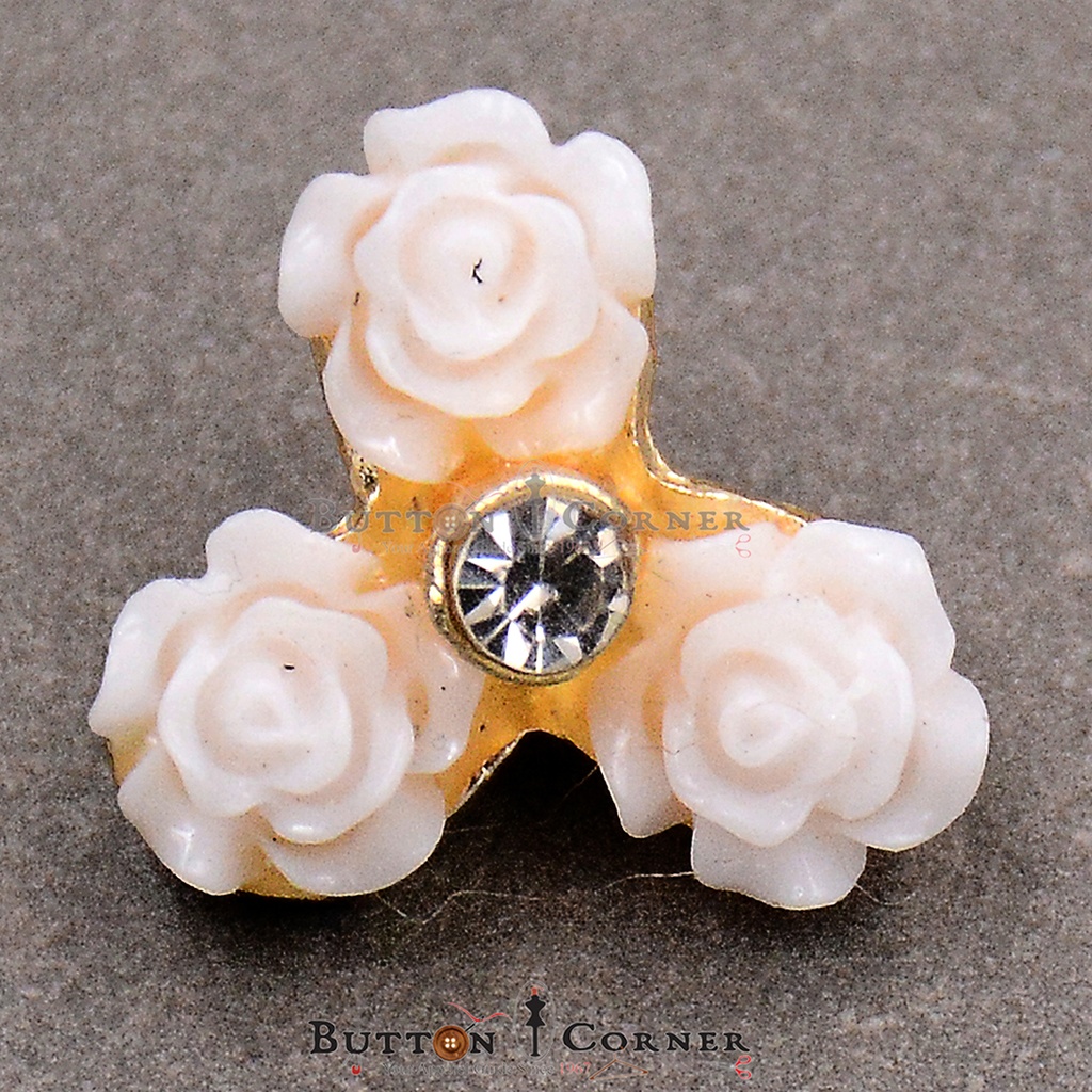 3 Flower Stone Fancy Button