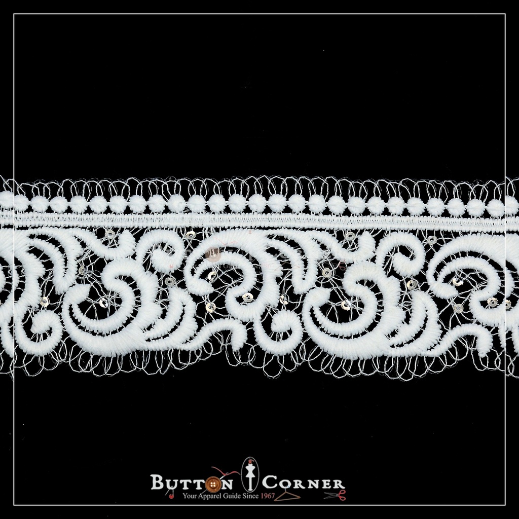 One Side Border Shuttle Sequence Lace