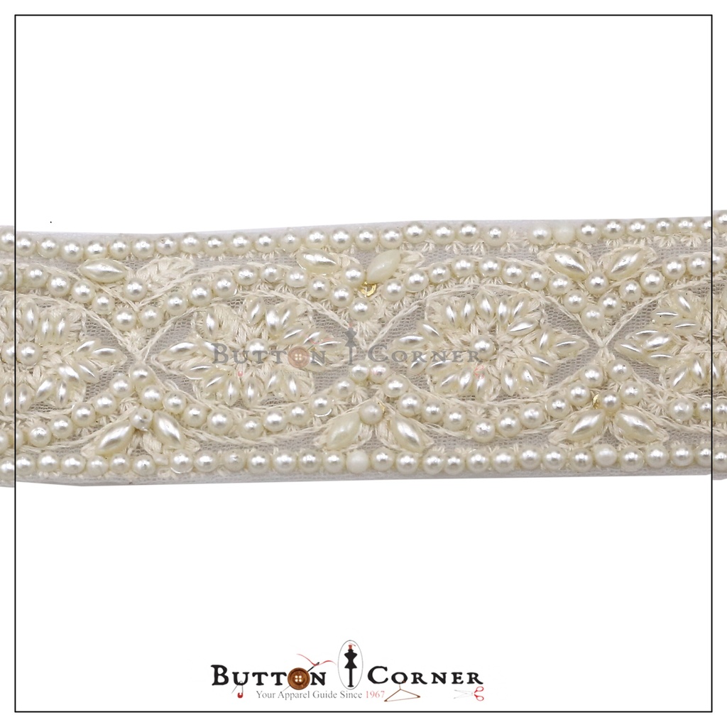 Double Side Embroidery Pearl Net Lace