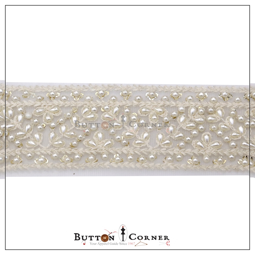 Double Side Embroidery Pearl Net Lace