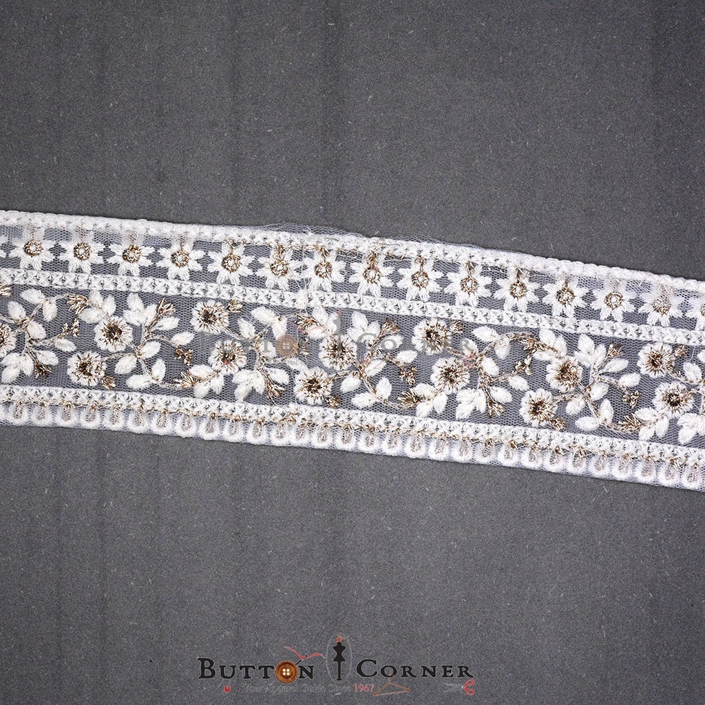 Embroidery & Metallic Yarn Net Lace
