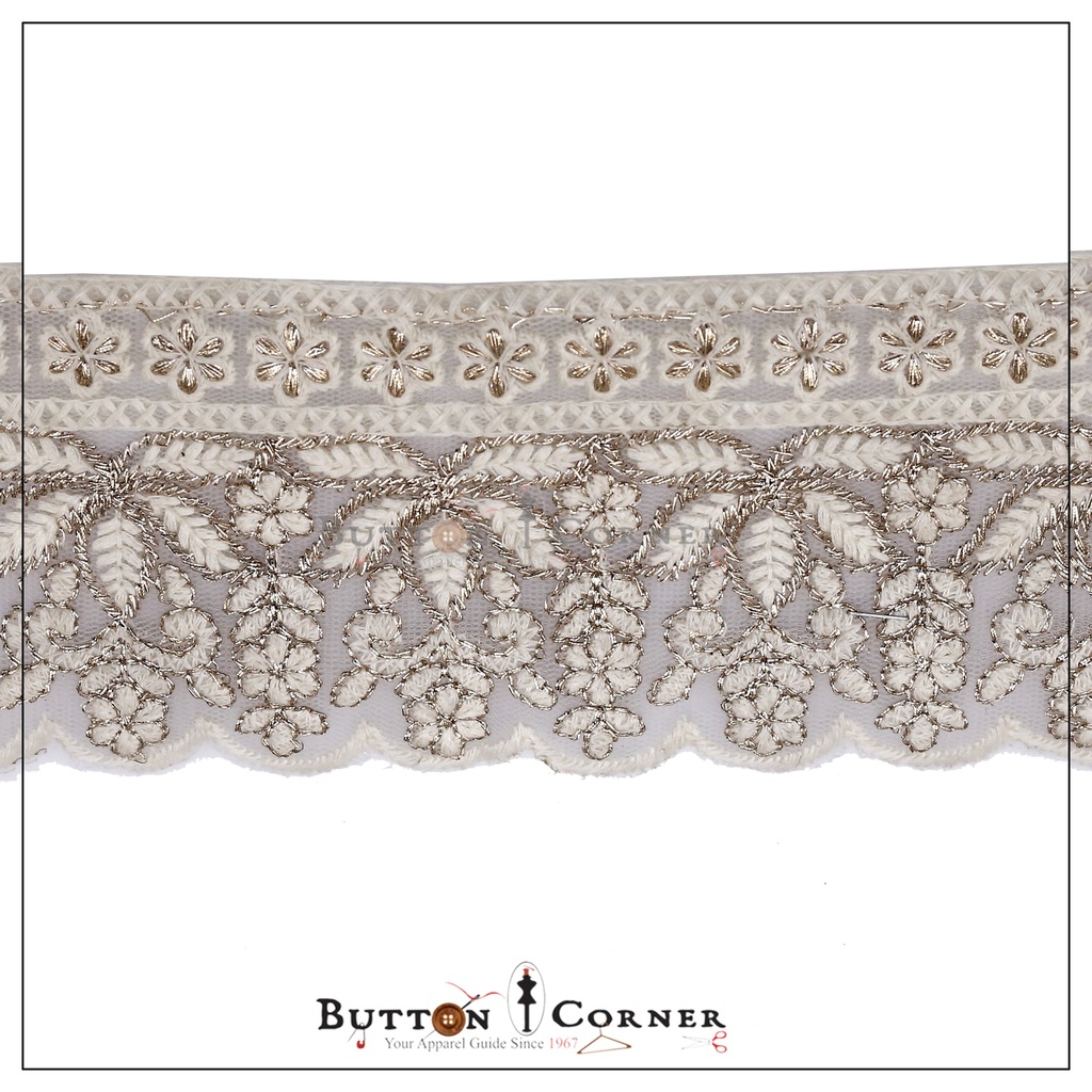 Embroidery & Metallic Yarn Net Lace