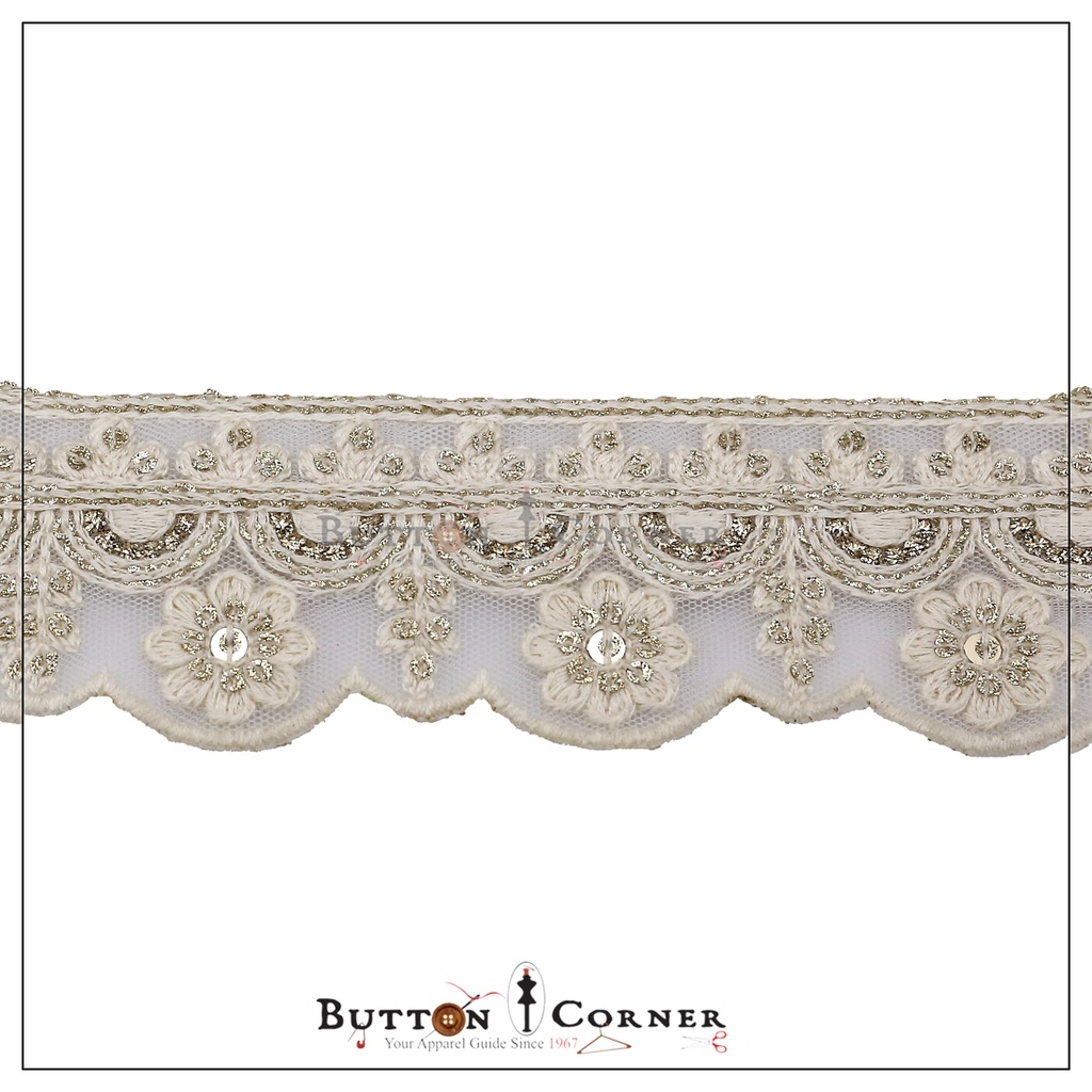 Embroidery & Metallic Yarn Net Lace