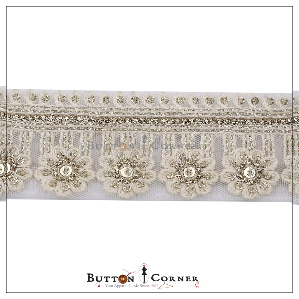 Embroidery & Metallic Yarn Net Lace